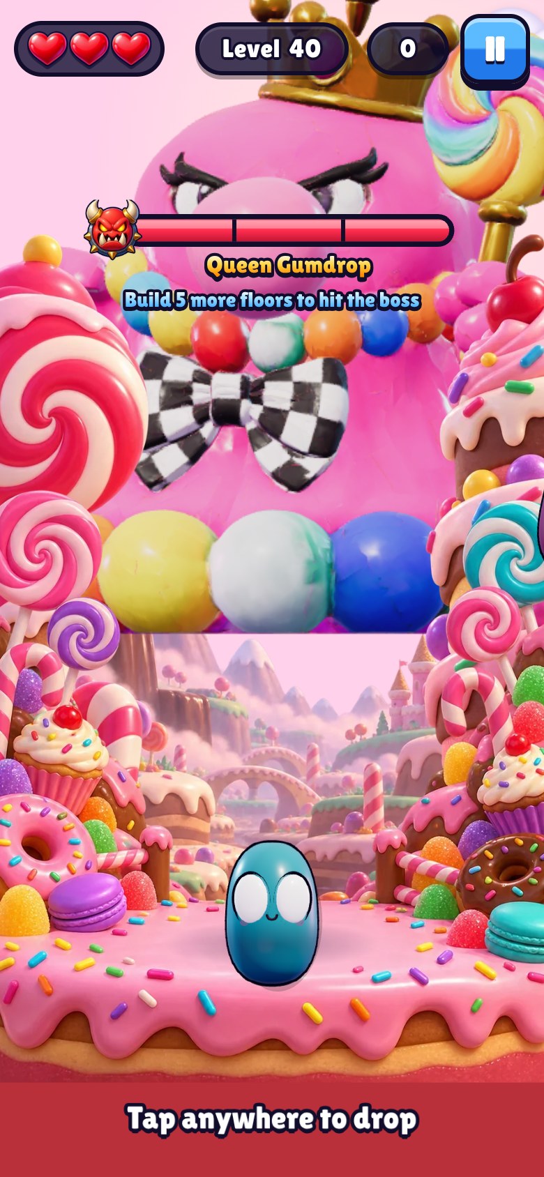 Queen Gumdrop boss in candy land